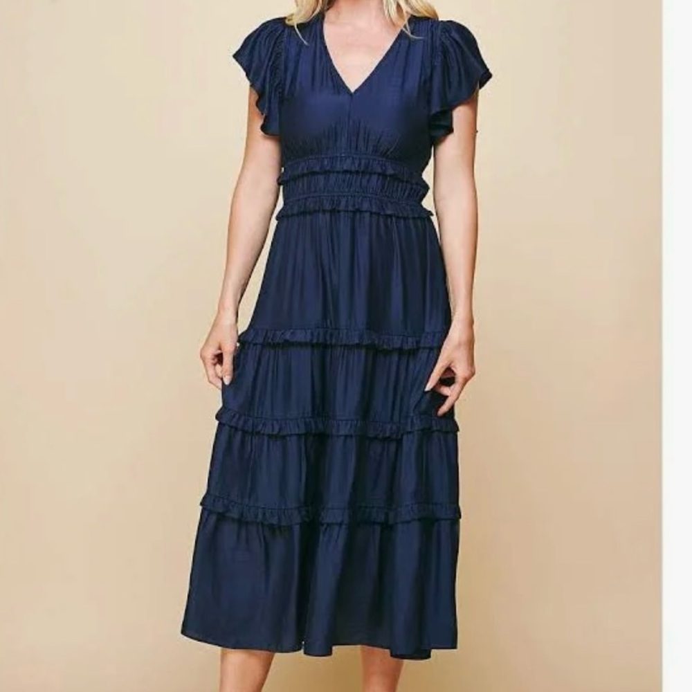 Dark blue tiered maxi dress